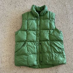 Green Women’s Lands End Goose Down And Feathers Filled Puffer Vest Small S or 6-8