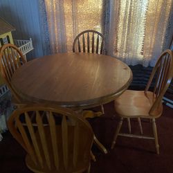 Solid Wood Table & 4 Chairs 
