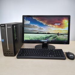 Acer Quad Core PC Desktop / Windows 11 Pro / WiFi / CD-DVD / USB / WiFi / Monitor, keyboard & mice
