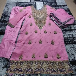 Fancy Tea Pink Pakistani Wedding Dress – Chiffon Fabric – Worn Once – Great Condition

