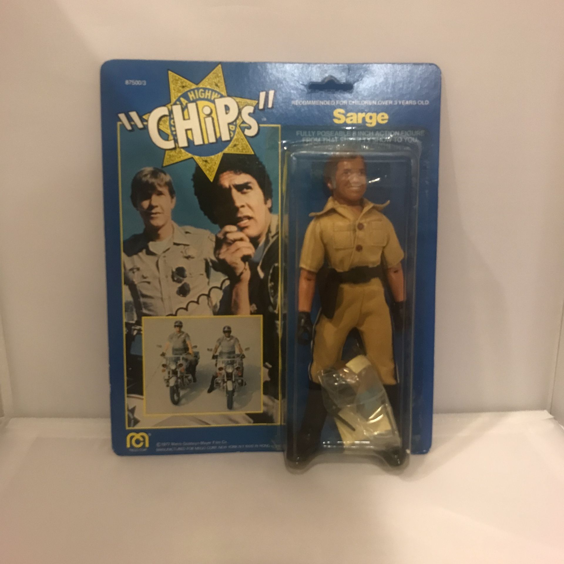 1977 Mego “ CHiPs” Sarge 8 Inch Figure Carded Unpunched