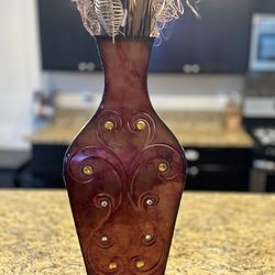 === Decorative Red Metal vase ====