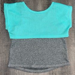 New Baby & Toddler Girls Size 24 Months Grey & Blue Mesh Active Tee Shirt