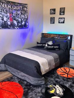 Full size bed w built in plug