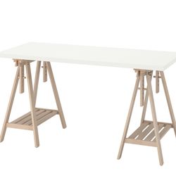 IKEA LAGKAPTEN / MITTBACK Desk – White/Birch – Excellent Condition