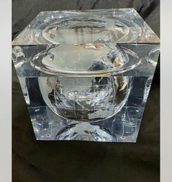 Vintage 1960s Alessandro Albrizzi Clear Lucite Globe Ice Bucket Box