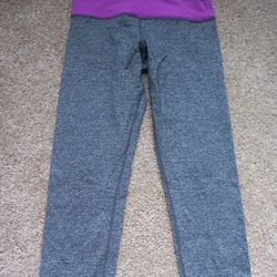 Lululemon Purple & Grey Crop Leggings Womens 2 Yoga Running Gym Athletic