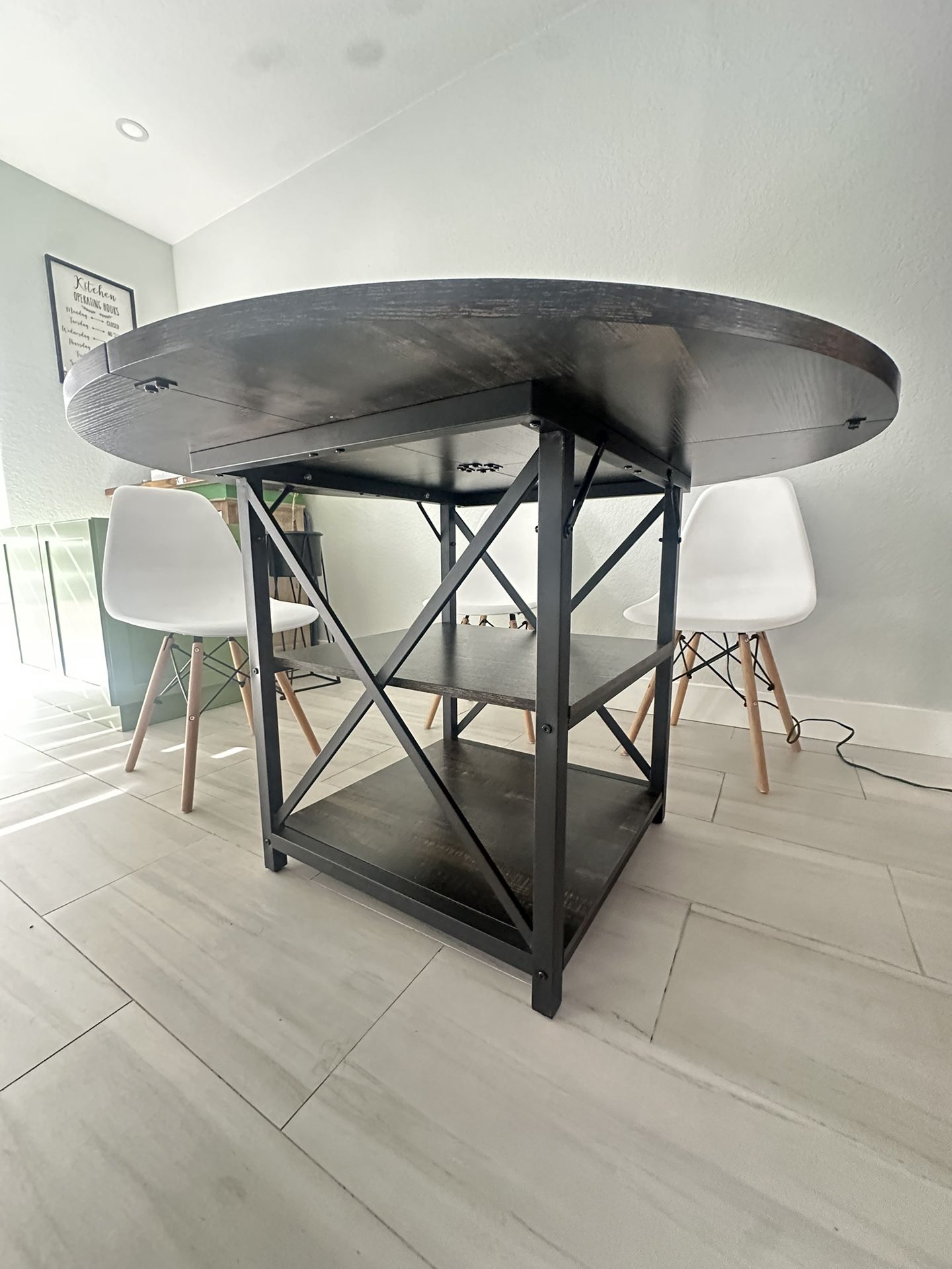 Round Kitchen Table with Storage