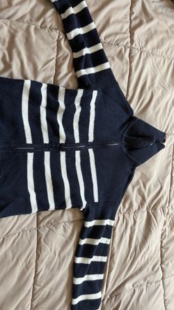 Hollister Navy blue and White Zip up crew neck Extra Small