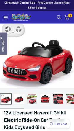 12V Licensed Maserati Ghibli Electric Ride-On Car Toy for Kids Boys and Girls