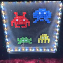 Space Invaders shadow Box W/ Changing Lights