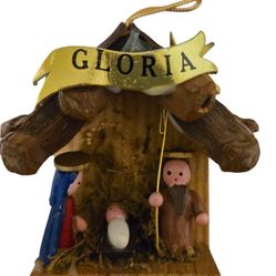 Kurt S. Adler vintage wooden nativity ornament 1980.  4"