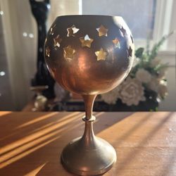 Vintage brass goblet candle holder