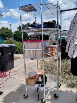 Tall corner metal rolling rack