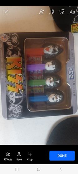 Vintage Kiss Hats And Collectors Edition Kiss Pez Dispenser.