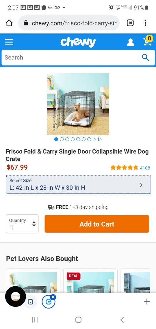 LG Dog Crate Used