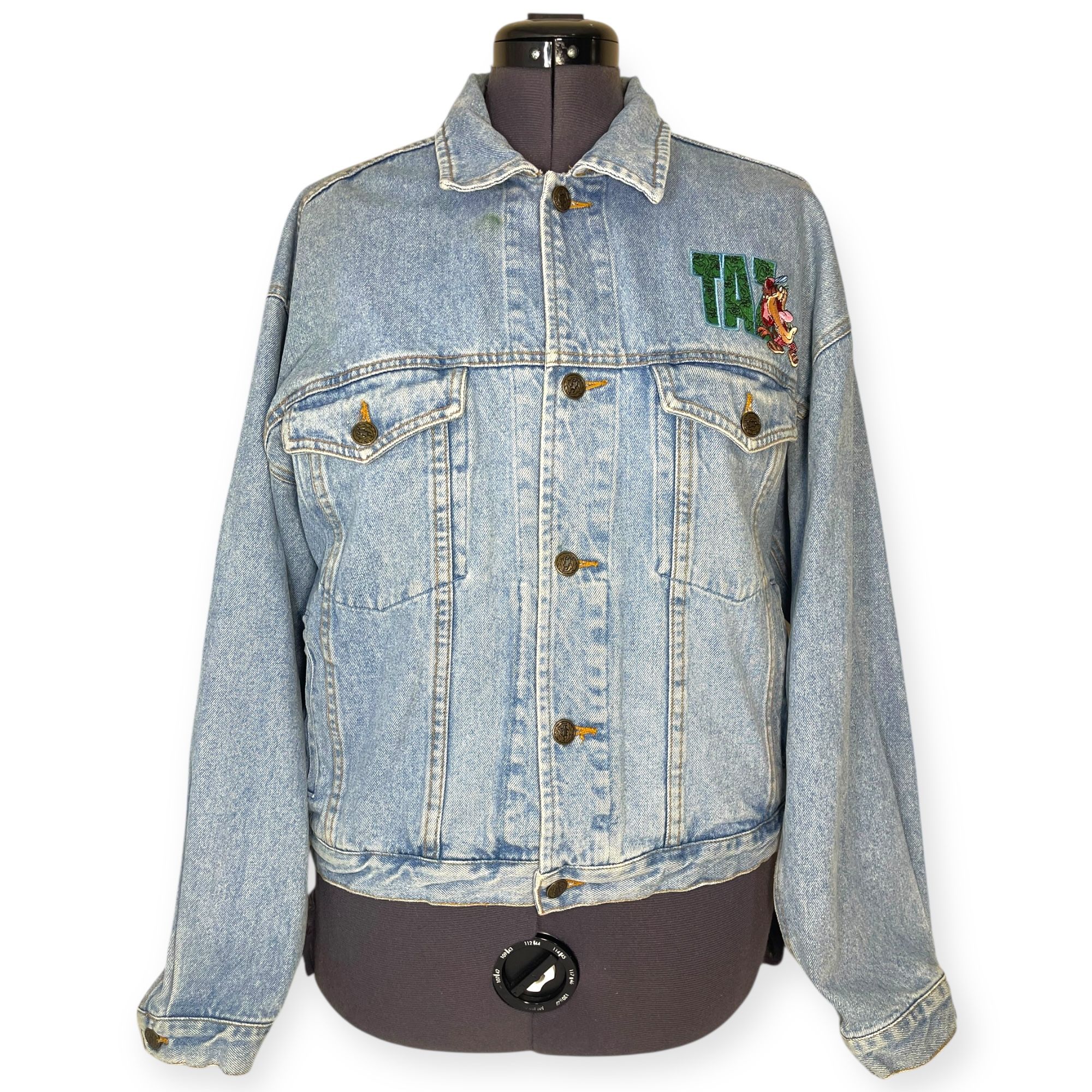 Vintage 90’s Looney Toons Taz Denim Blue Jacket Size Medium