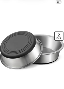 WROSWT Stainless Steel Dog Bowls Set Of 2, Anti Rust Metal & Non Slip Rubber Base, Heavy Duty Large Feeding Dishes, Food Grade BPA Free, Food And Wate