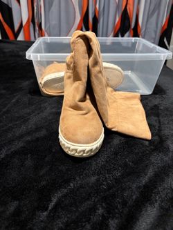Tan Suede Ankle Boots with Sneaker Sole