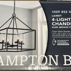Hampton Bay 4-Light Chandelier in Dark Bronze Finish BRAND NEW 