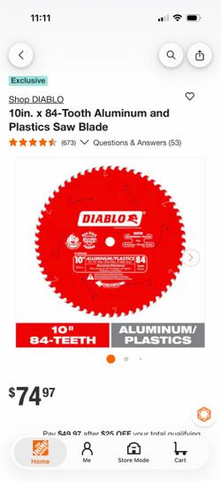 Diablo 10in. 84-Tooth Aluminum & Plastics Saw Blade