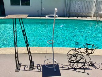 3 wrought iron plant stands