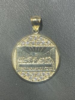 10KT Yellow Gold CZ Last Super Pendant 