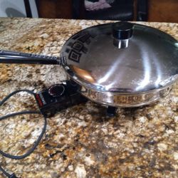 VINTAGE FARBERWARE STAINLESS STEEL ELECTRIC FRY PAN 