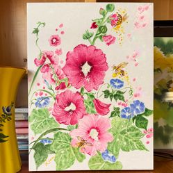 #Original painting “hollyhock”by artist Rian