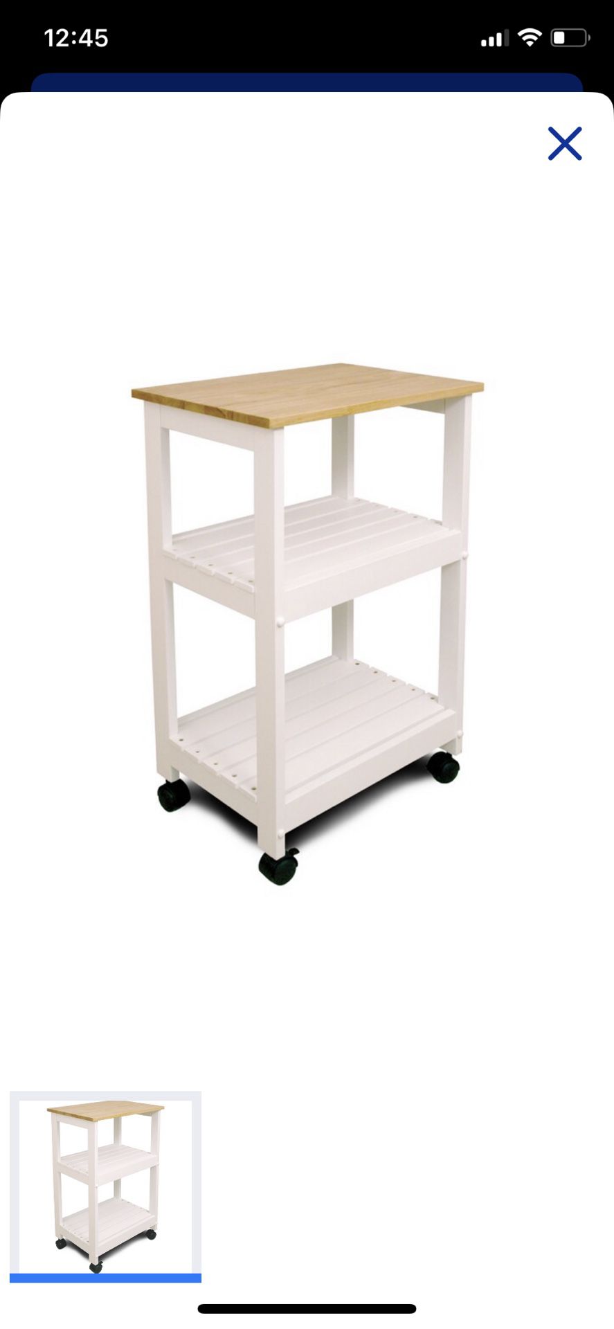 Black Wood Base With Rubberwood Wood Top Rolling Kitchen Cart (21-in x 15.25 x 34.25-in