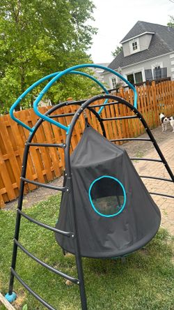 Kids hanging. Swing set