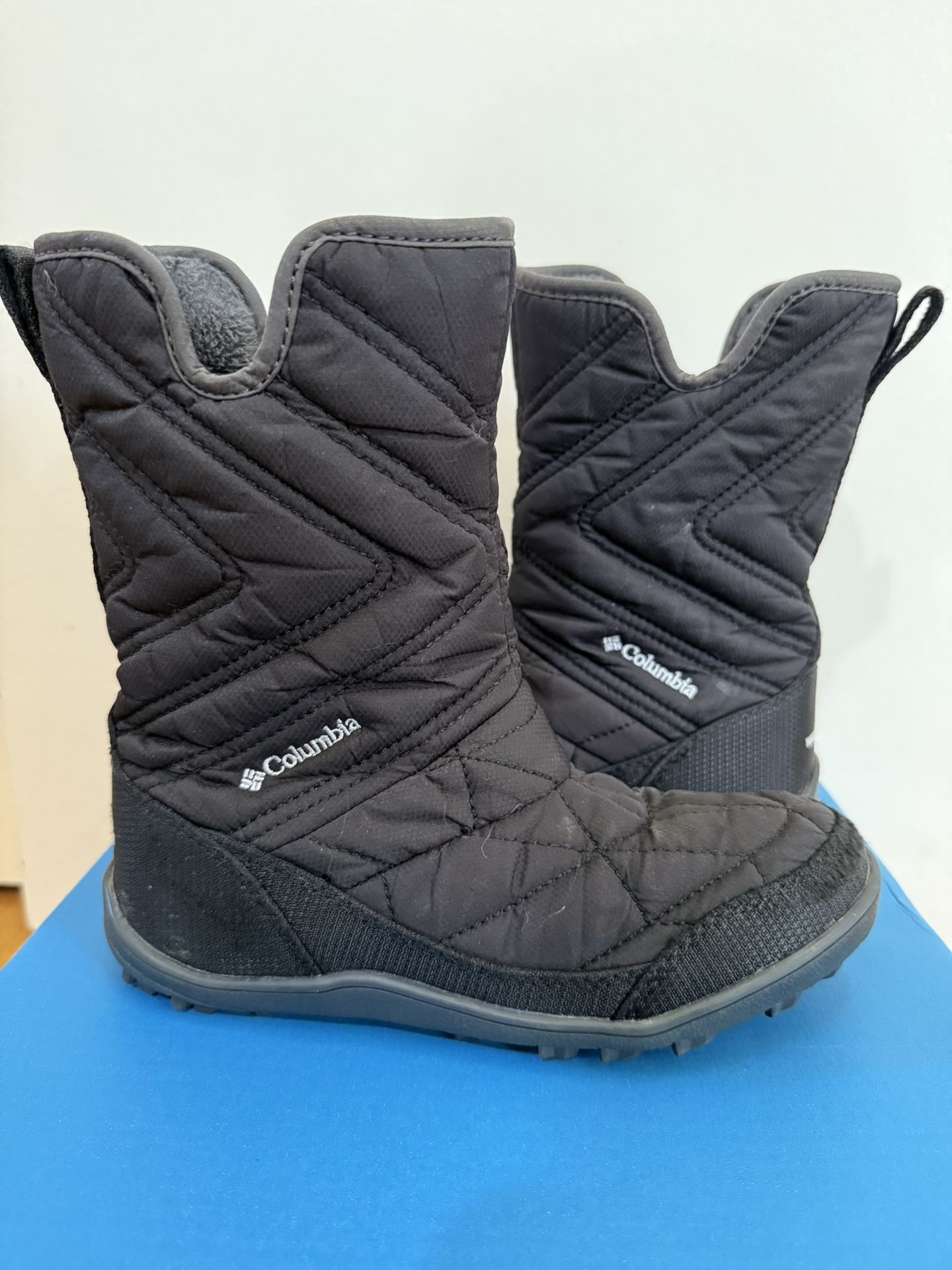 Columbia Youth Minx Slip III Kids Boots Sz 1 Waterproof Black Rain Snow EUC