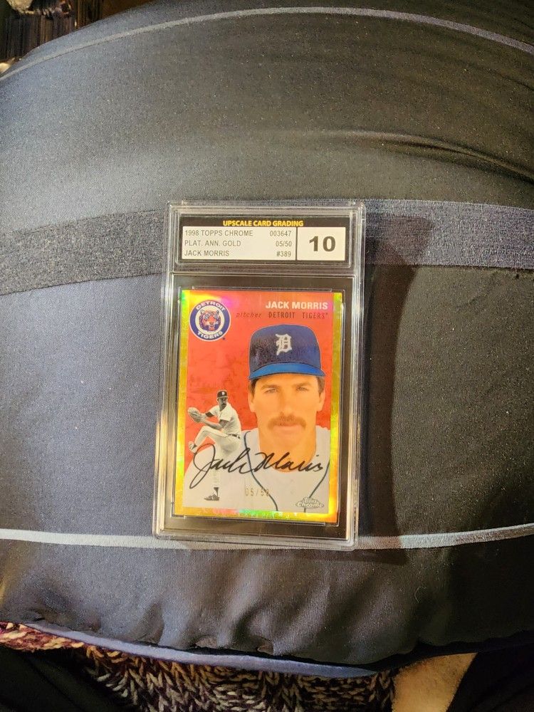 This is a rare Jack Morris 2023 Topps Chrome Platinum Anniversary trading  card, featuring a limited