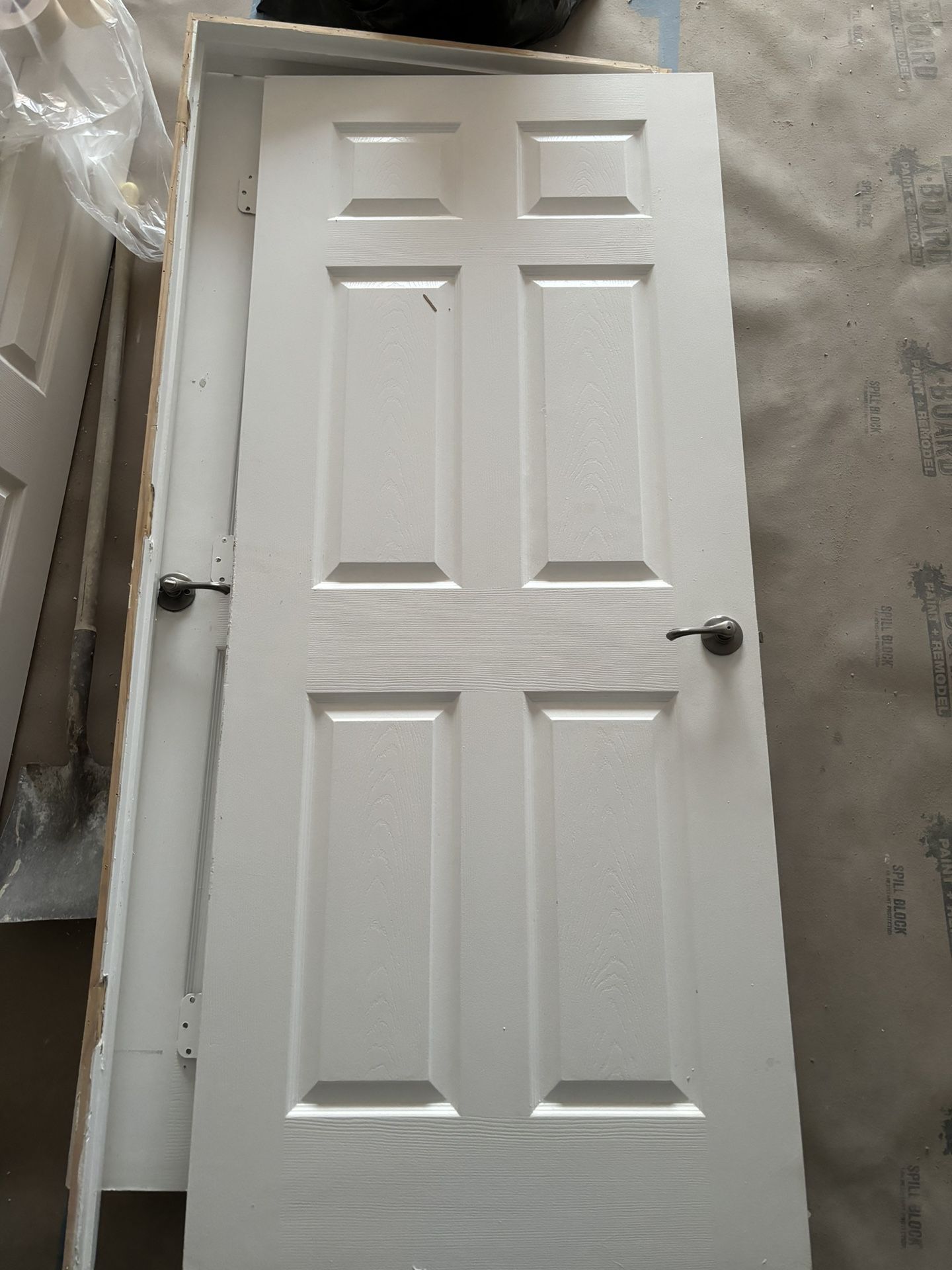 Paneled Door With Frame, Hinges And Lockset All Interior
