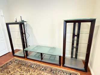 Glass TV stand entertainment set