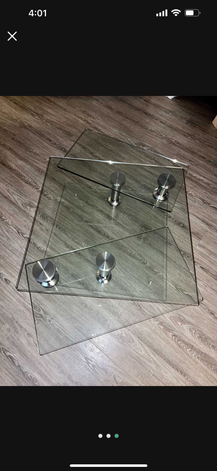 Glass coffee and two end tables