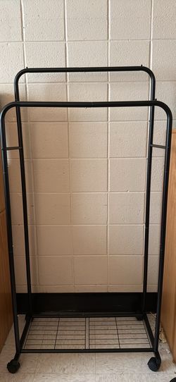 2 Rod Clothing Rack with Storage Shelf