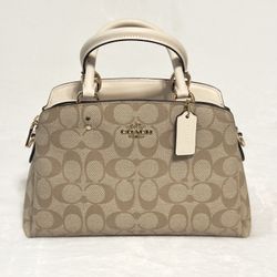 Coach Mini Lillie Carryall Crossbody Chalk Signature White Leather