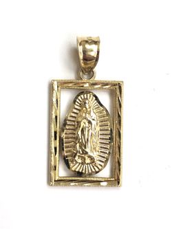 Beautiful Guadalupe religious pendant 14K FINE JEWELRY REAL YELLOW GOLD.