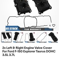 2x Left & Right Engine Valve Cover For Ford F-150 Explorer Taurus DOHC 3.5L 3.7L