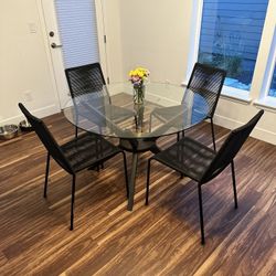 Glass Table And Article Chairs