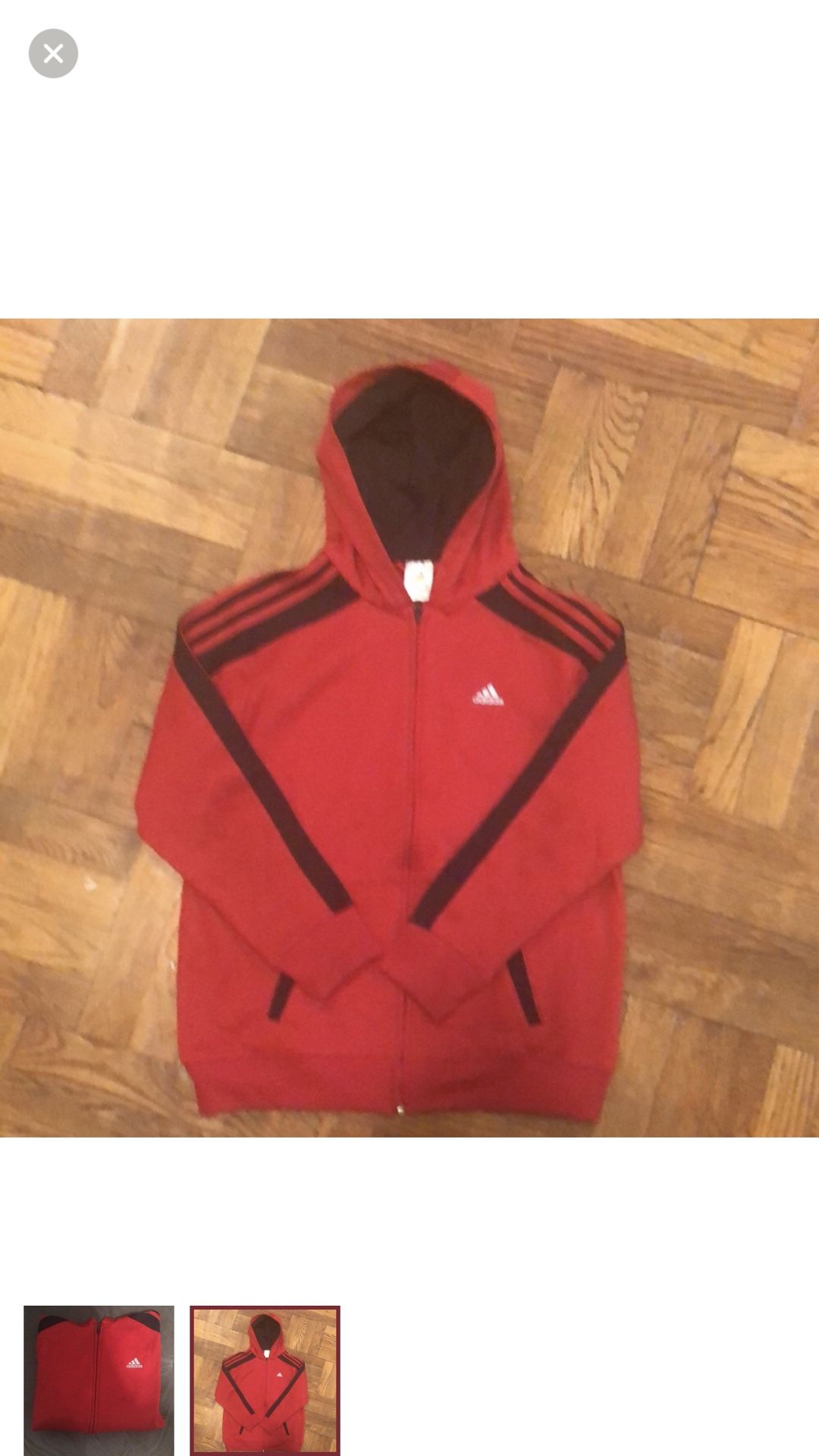 Red Zip Up Adidas Hoodie 