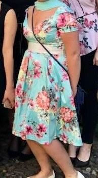 Mint Satin Floral Dress – Made in Milan – Boutique Style – Medium/Large