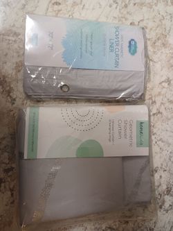 Shower curtain and liner grey