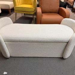 New 51" Ottoman Storage Bench, Entryway and Window Seating, End of Bed Curved Stool