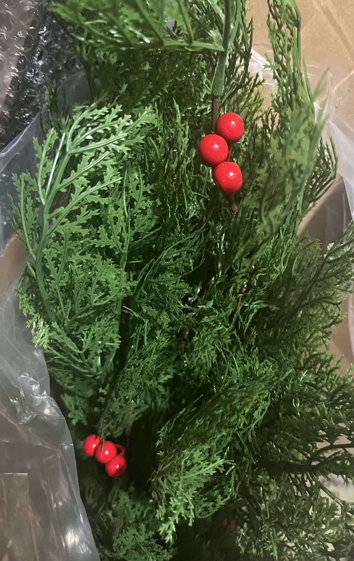 Cedar 4’ Lit Christmas Tree with Red Berries suitable for outdoors Plug in