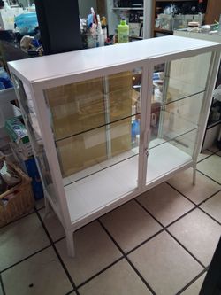 White Glass Display Cabinet with Shelves