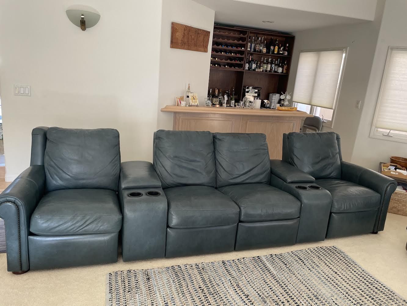 Bradington & Young 4 seat Theater Seat leather sofa couch recliner