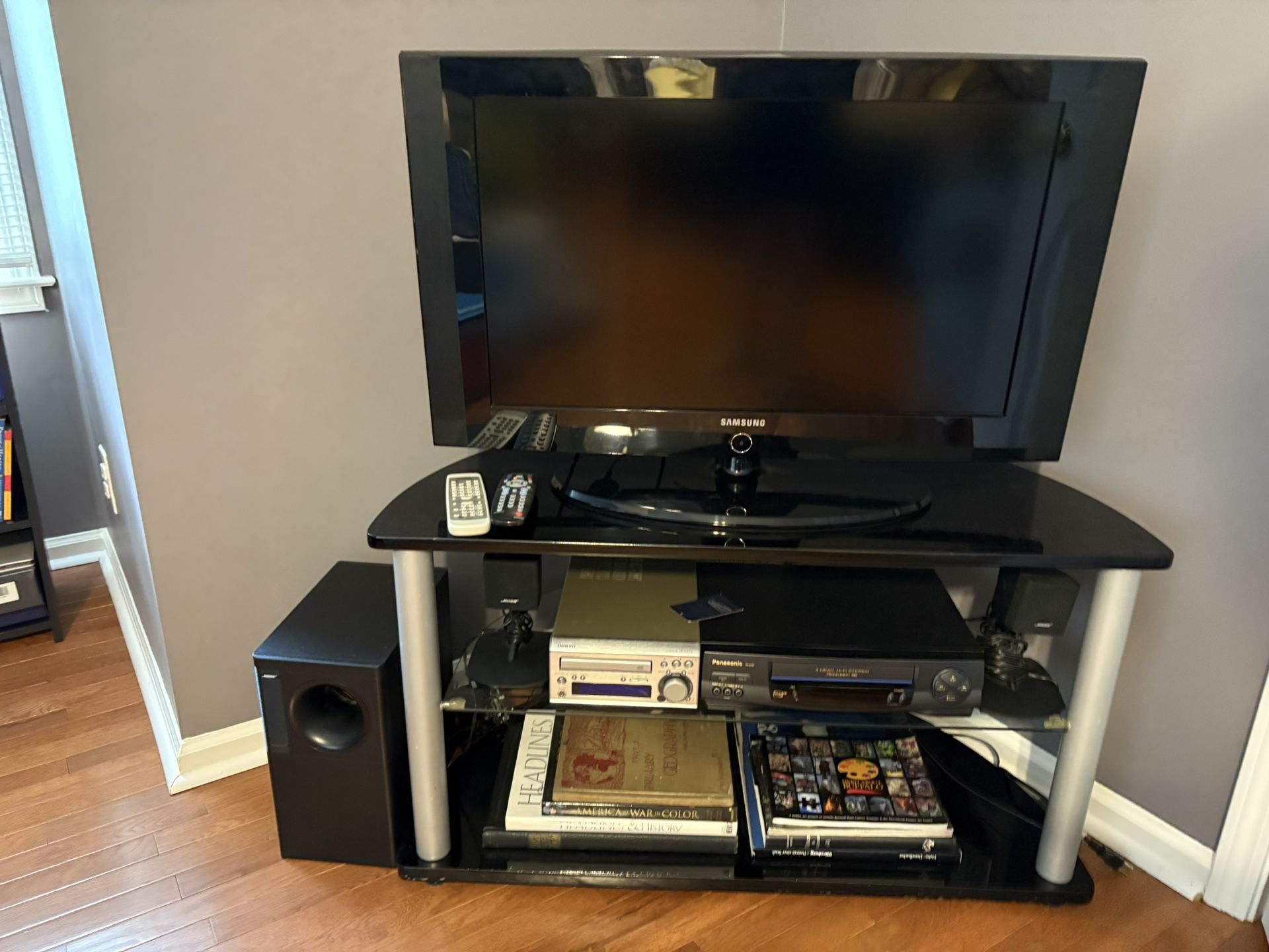 TV With TV Stand, VHS, Two Bose Speakers With Subwoofer And DVD Player