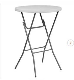 Kathryn 31 in. Round Granite White Plastic Tabletop Metal Frame Bar Height Folding Table